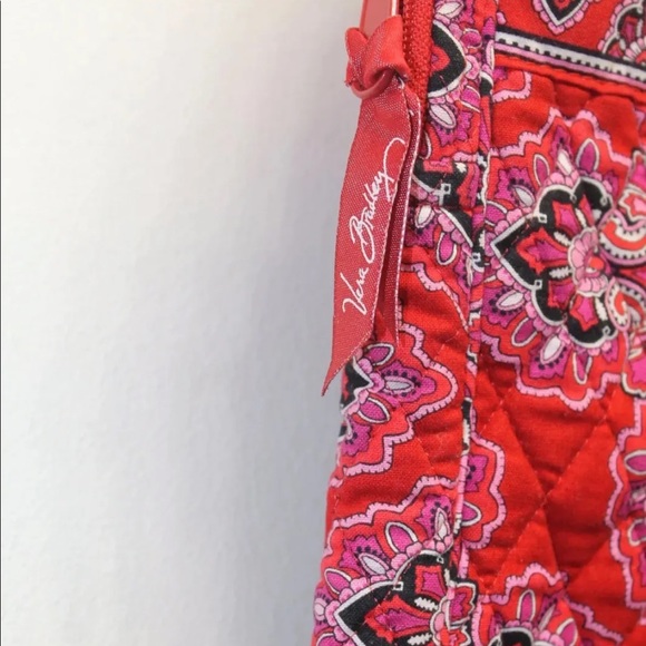 Vera Bradley Quilted Red Paisley Laptop Bag Front Zipper Pocket Sz 16 - Picture 5 of 9